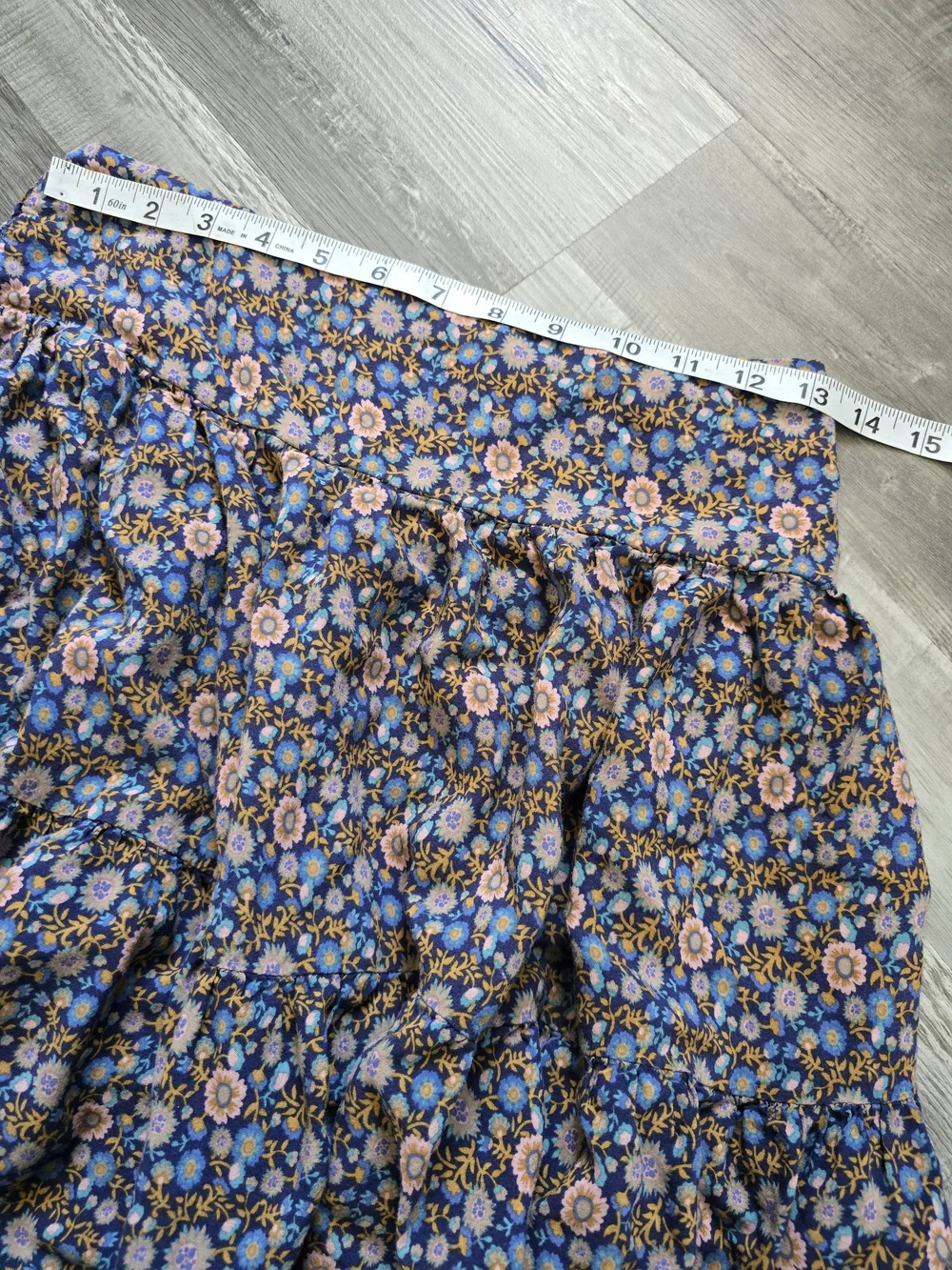 NATURAL LIFE Blue and Pink Floral Tiered Skirt